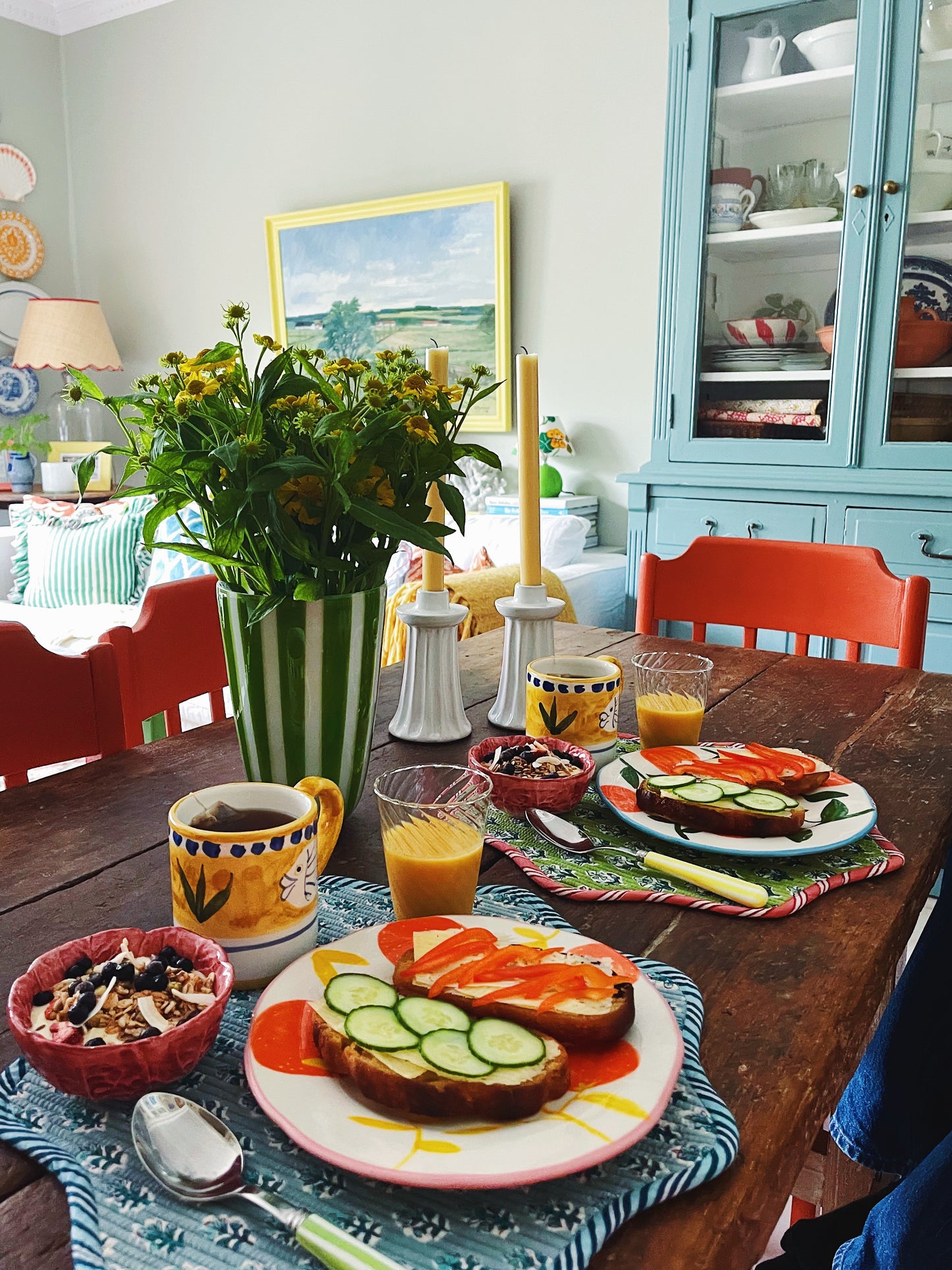 Bonbon Stripe Vase Green 20cm