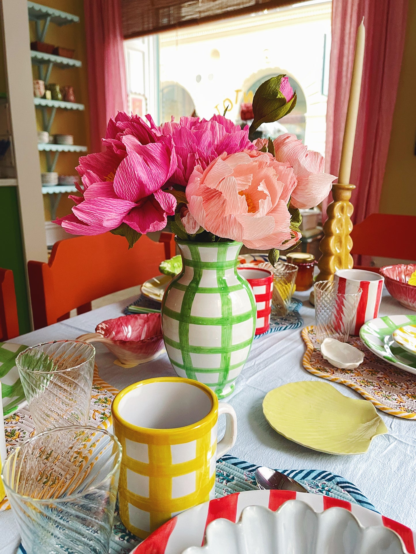 Bientôt Checked Vase Green 20cm