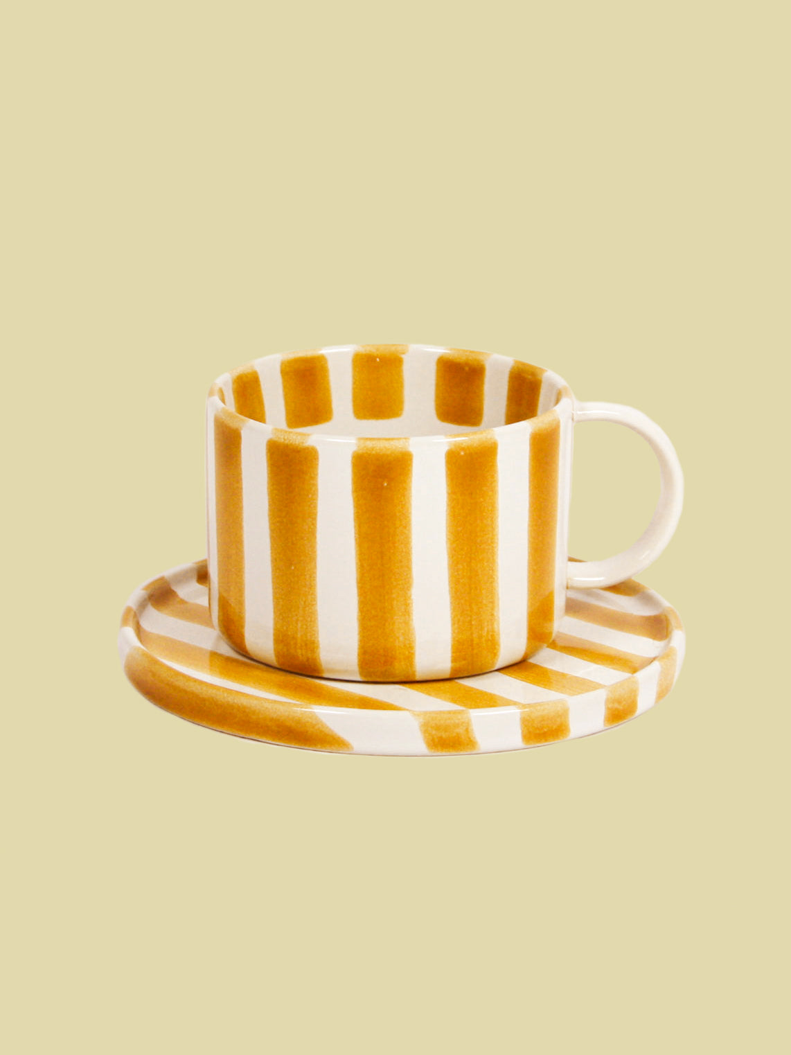 Striped Cup & Saucer Yellow