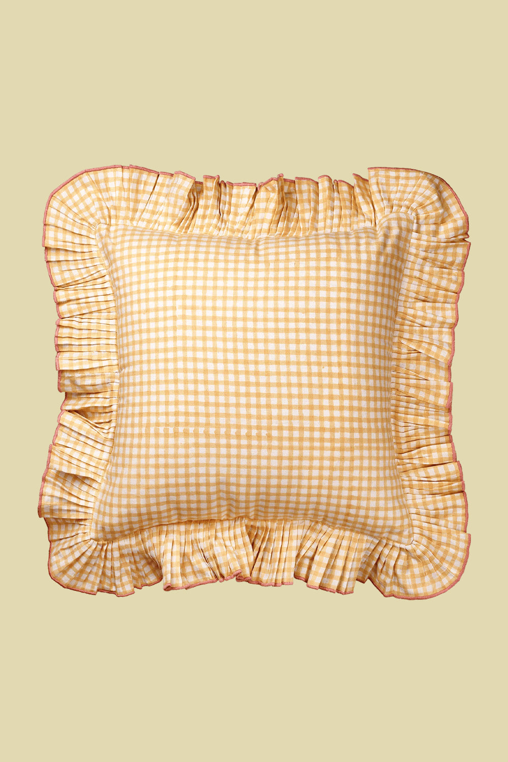 Vichy Cushion Cover Yellow 40x40cm
