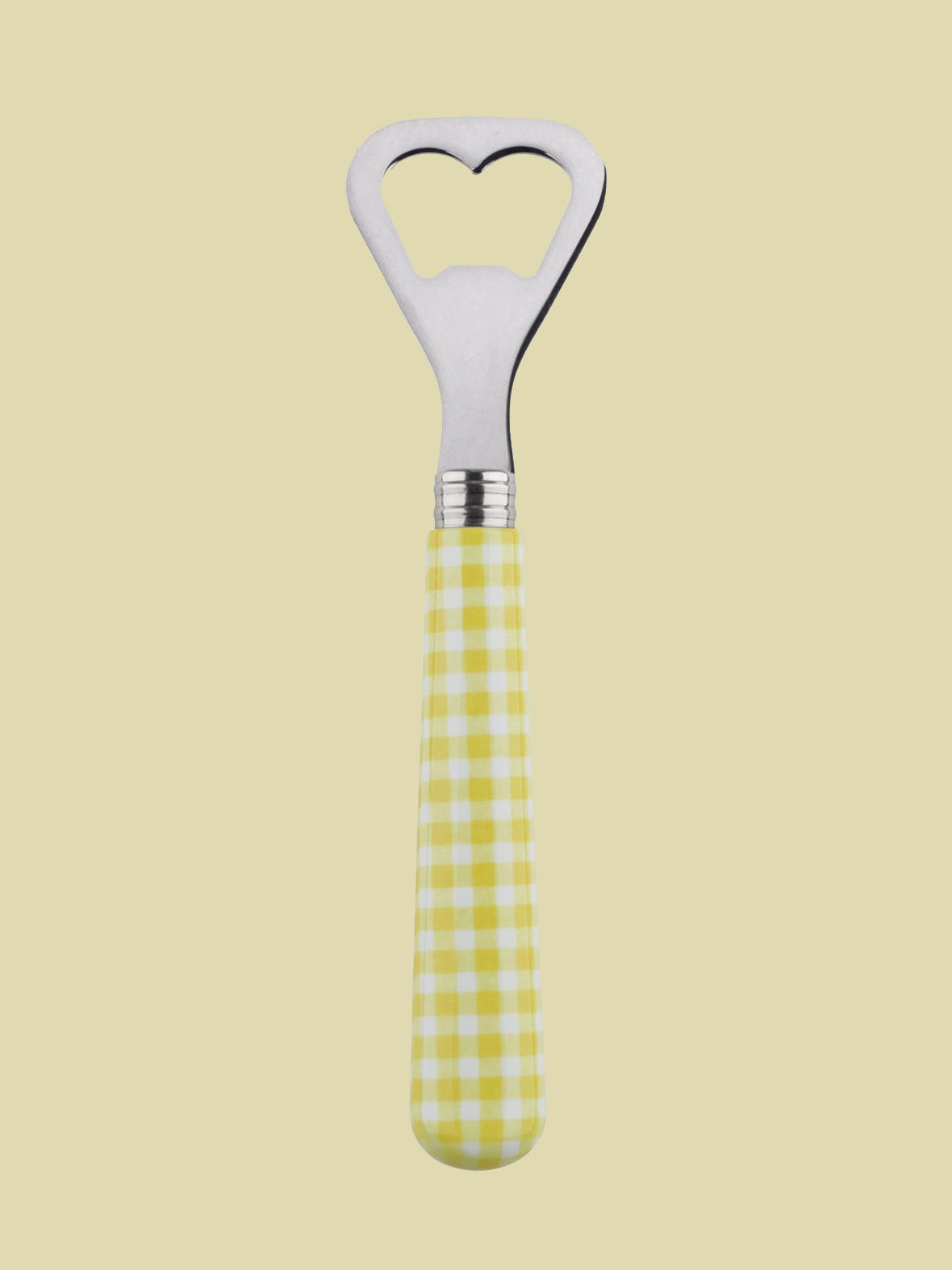 Checked Bottle Opener Yellow 16cm