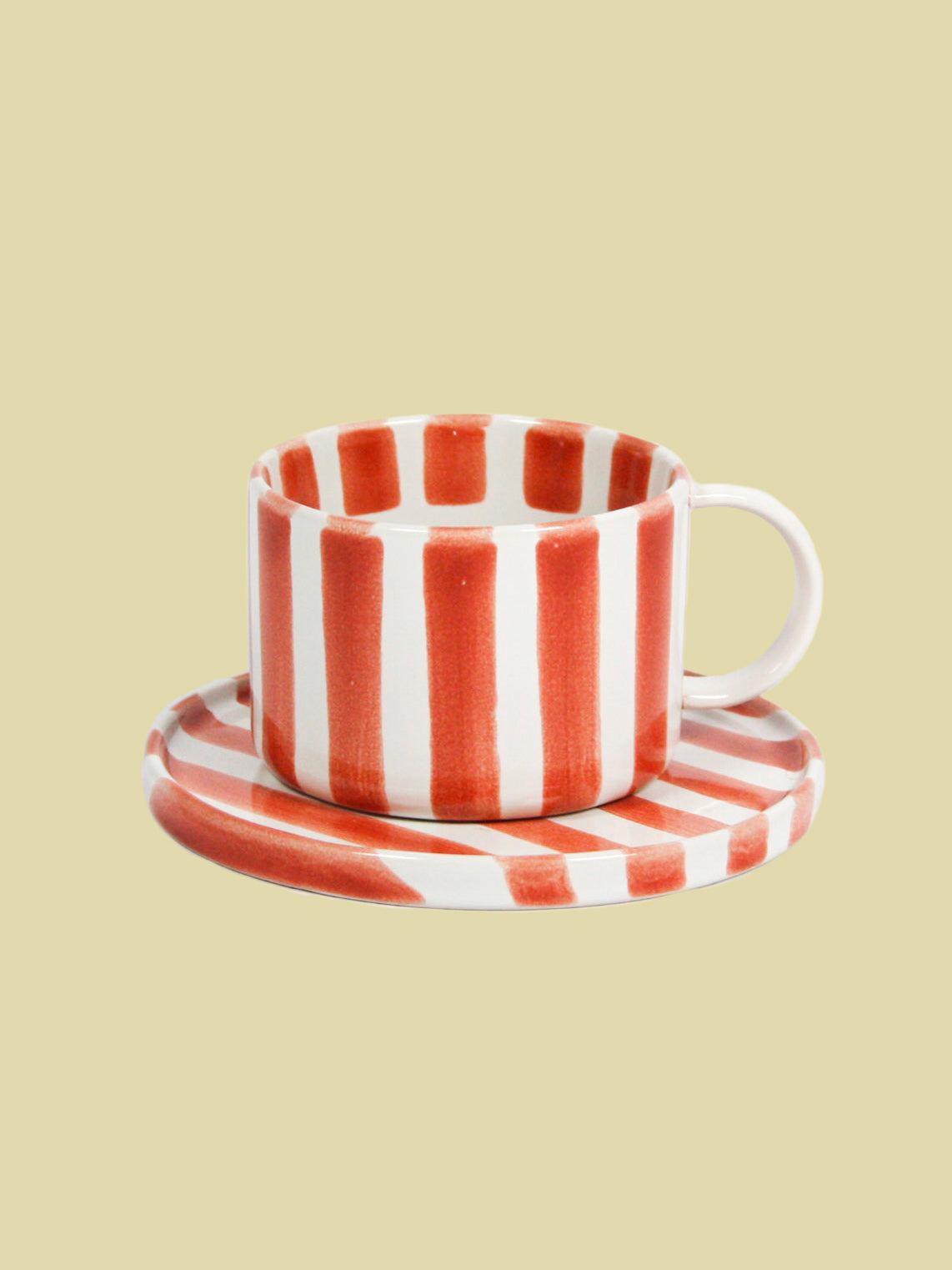 Striped Cup & Saucer Red