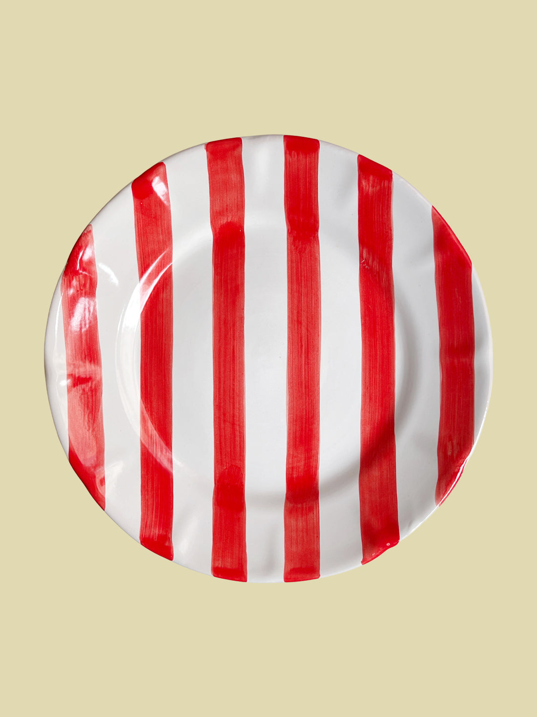 Tallrik Randig Röd 25cm