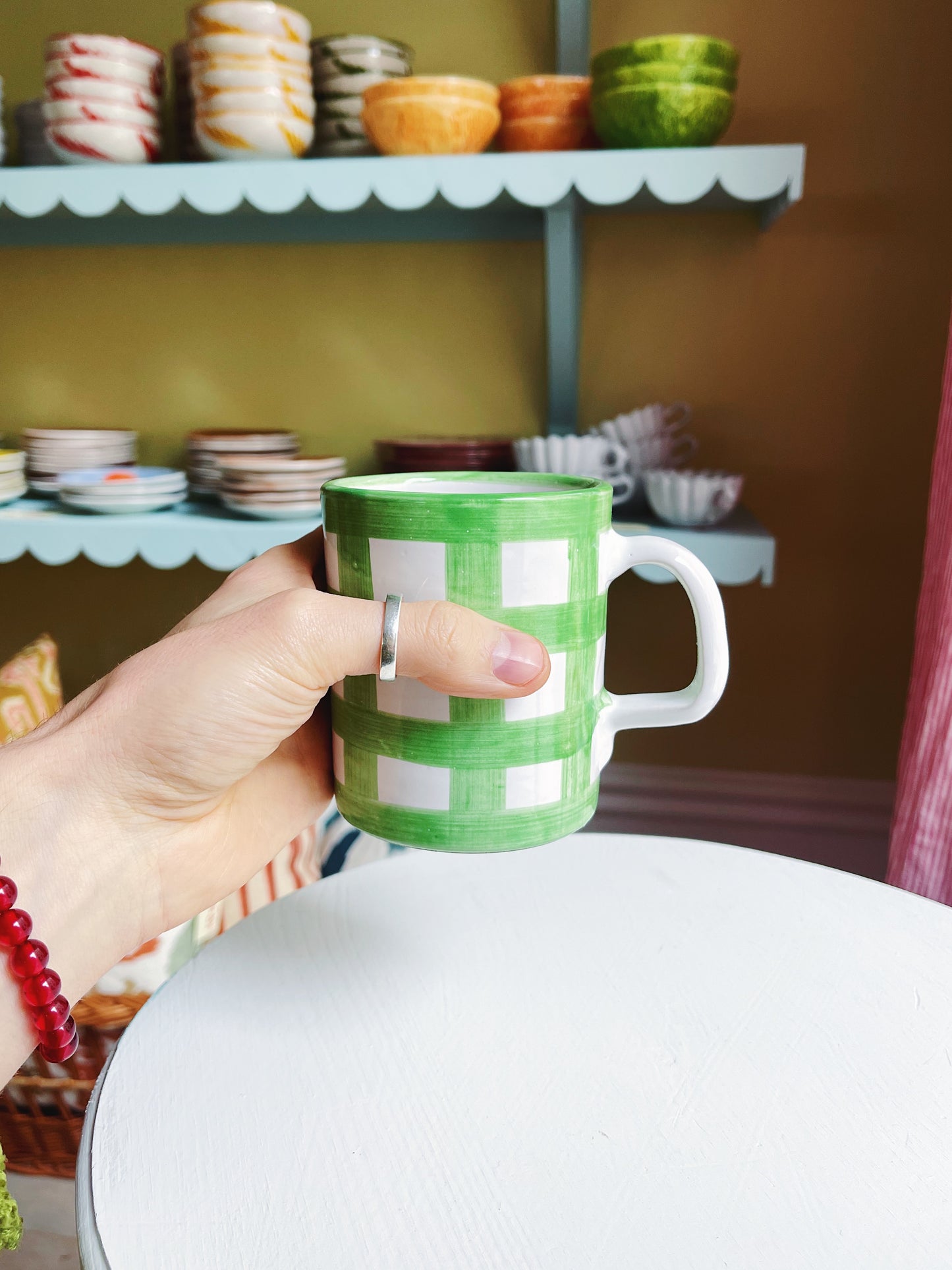 Bientôt Mug Green Checks 10cm