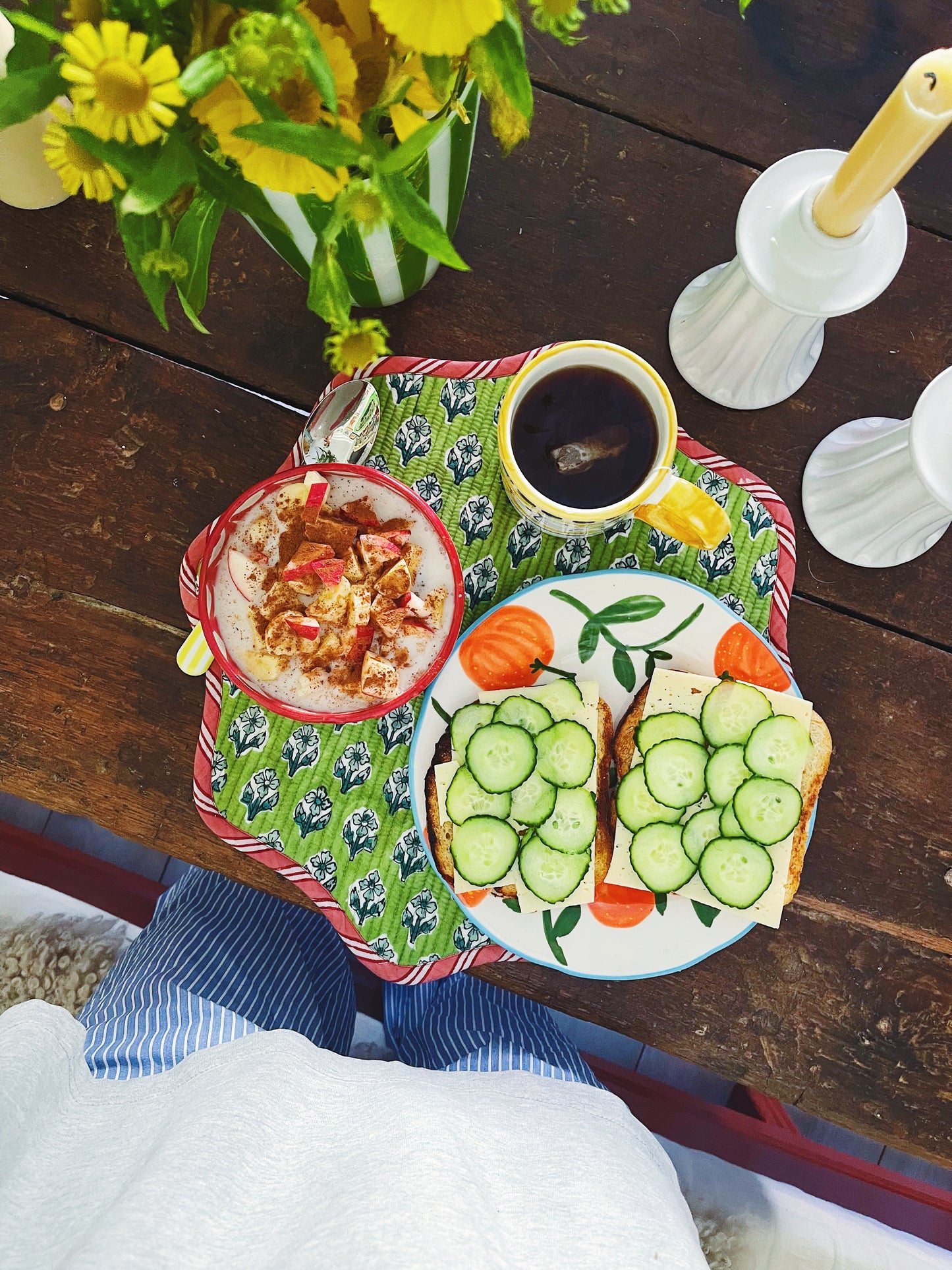 Scallop Placemat Green/Pink 38cm
