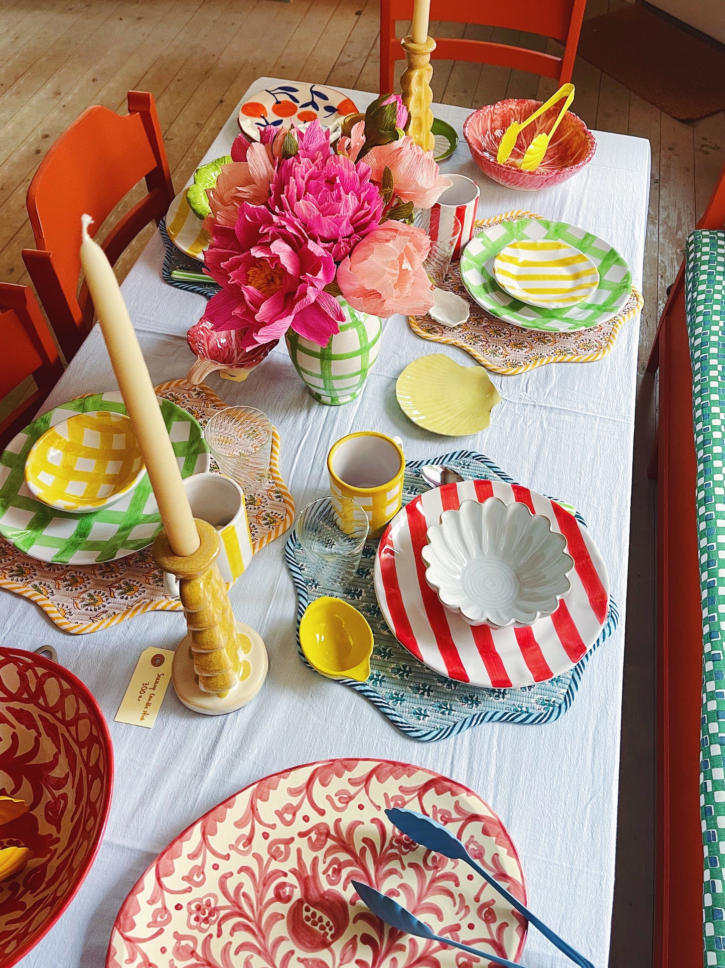 Scallop Candle Holder Yellow 25cm