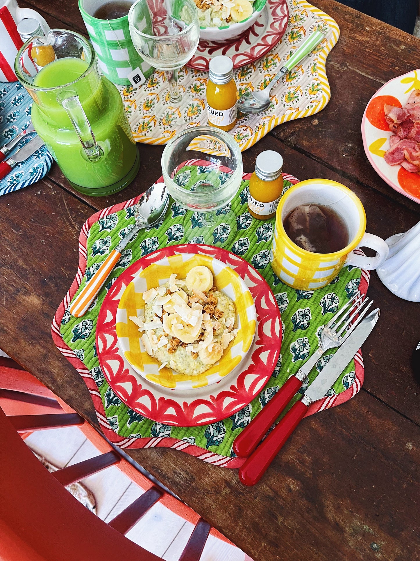 Scallop Placemat Green/Pink 38cm