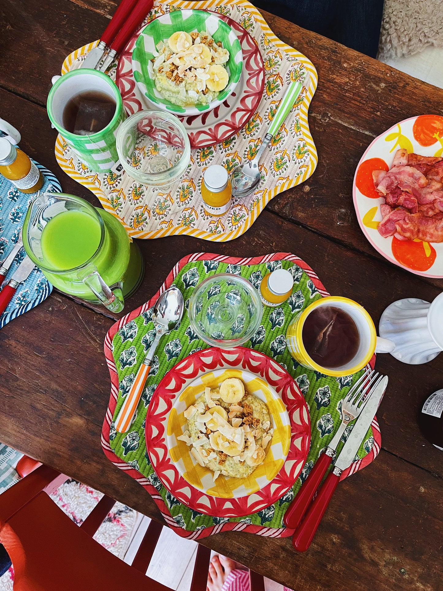 Scallop Placemat Green/Pink 38cm