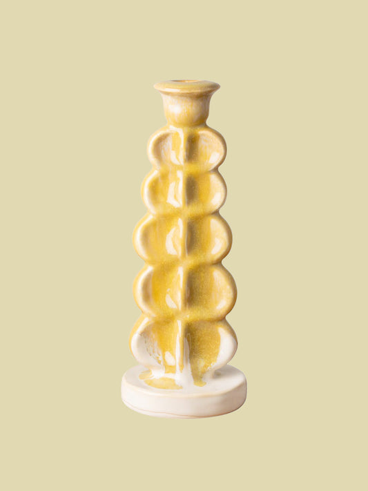 Vågig Ljusstake Gul 25cm (Kommer snart)