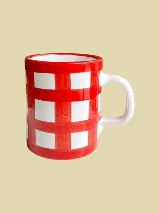 Mugg Rutig Röd