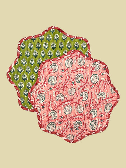 Scallop Placemat Green/Pink 38cm