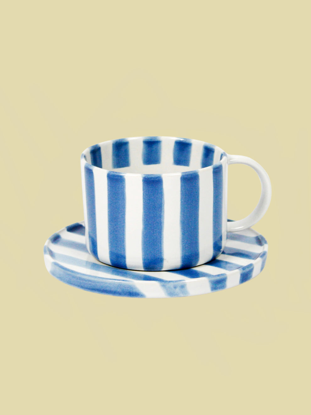 Striped Cup & Saucer Blue