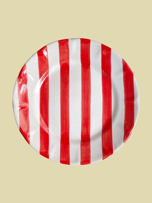 Tallrik Randig Röd 25cm
