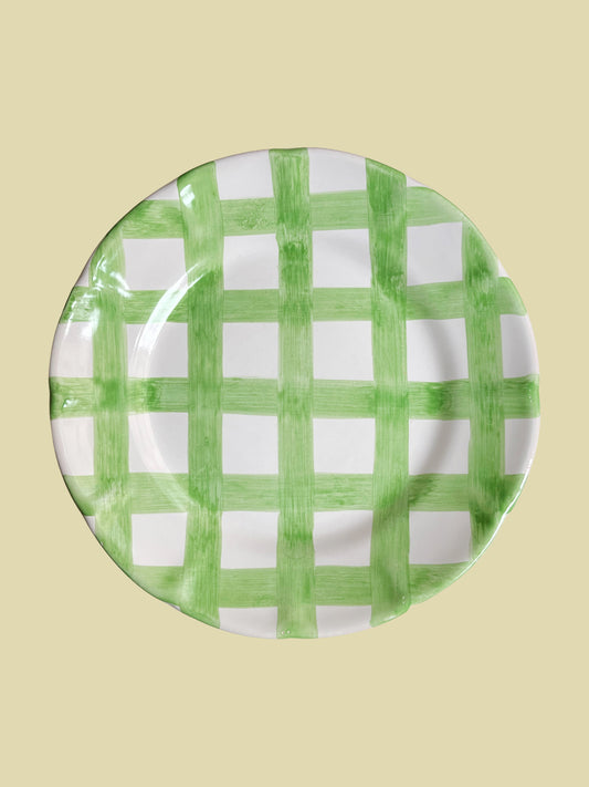 Tallrik Rutig Grön 25cm