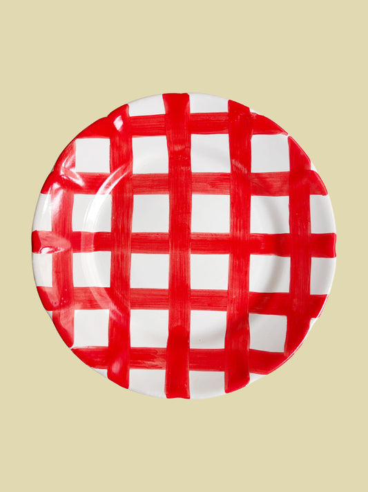 Tallrik Rutig Röd 25cm